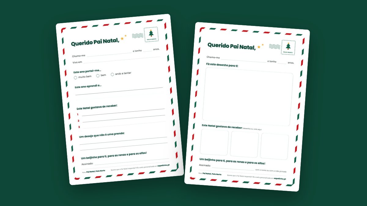 Dois modelos de carta ao Pai Natal para imprimir