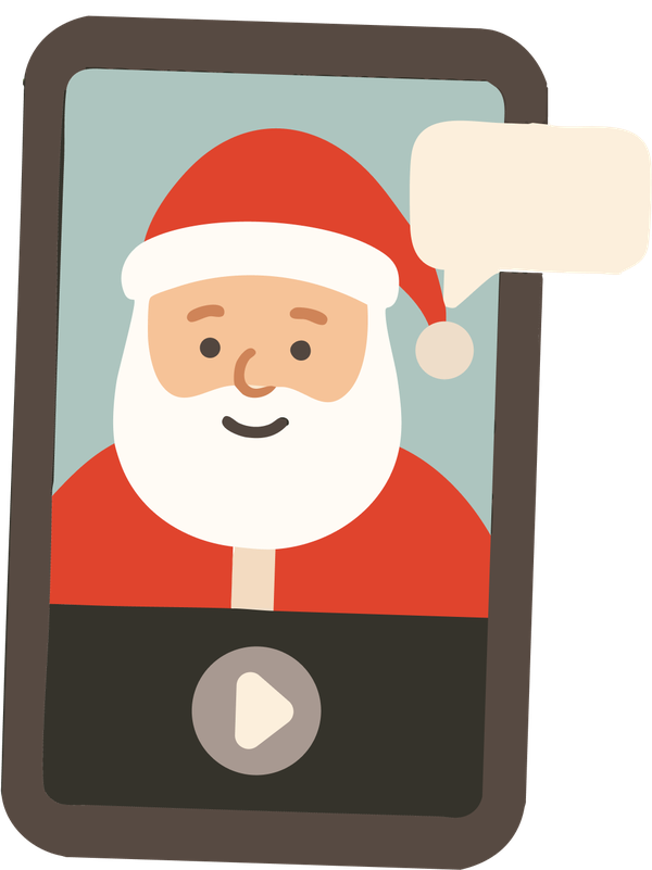 Telemóvel a mostrar a mensagem de vídeo personalizada do Pai Natal, como numa chamada de vídeo